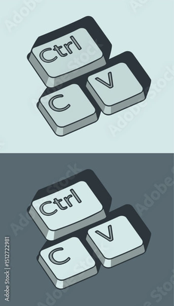 Fototapeta Copy paste keys stylized ironic illustrations