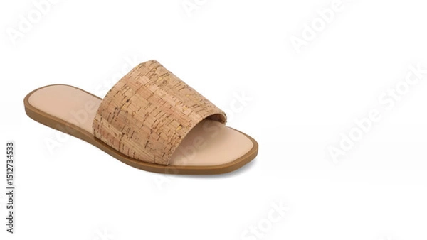 Obraz Stylish cork slide sandal with a modern design for casual summer outings