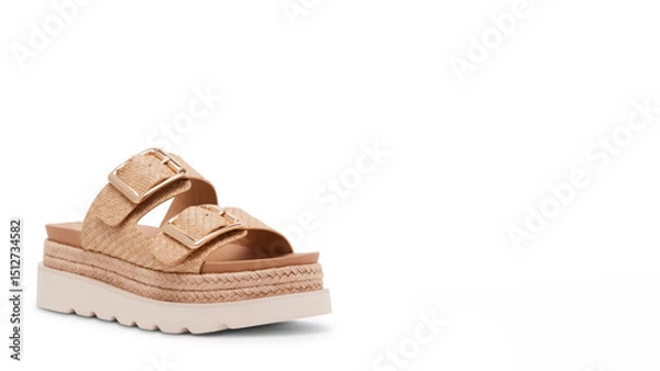 Obraz Stylish woven sandals perfect for casual summer outings and beach vacations