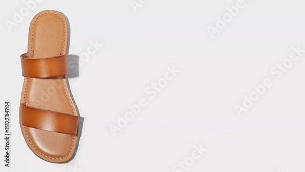 Obraz Stylish brown leather sandal positioned on a white background showcasing its elegant design and subtle craftsmanship for summer wear
