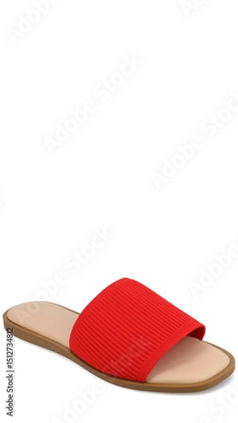Obraz Stylish red slide sandals perfect for summer outings or casual indoor wear in warm weather