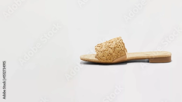 Obraz Stylish woven sandal highlighting summer trends in a minimalist setting with natural textures
