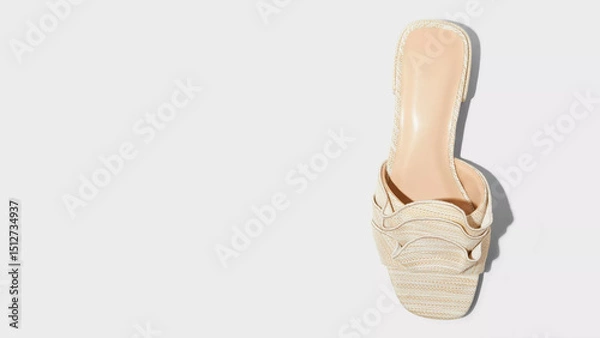 Obraz Elegant beige high-heeled slide sandal showcased against a minimalist backdrop for fashion lovers