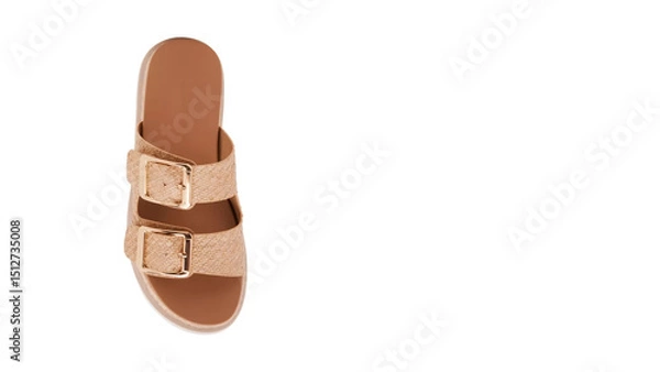 Obraz Stylish open-toe sandal with dual buckle design perfect for summer occasions and casual outings