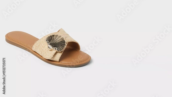 Obraz Casual summer slide sandal with decorative embellishment ideal for beach outings or warm-weather gatherings