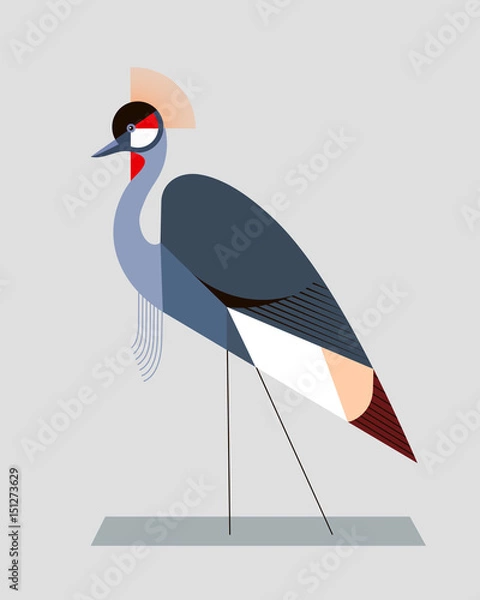 Fototapeta Image of a crowned crane in a geometric style