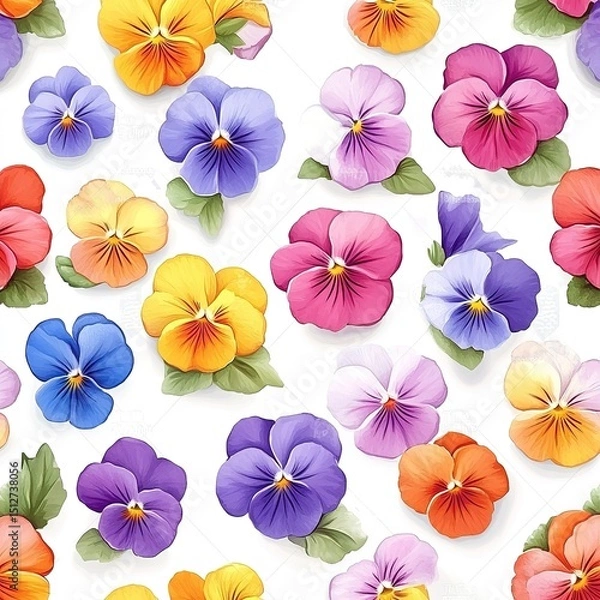 Obraz Colorful Pansy Floral Seamless Pattern