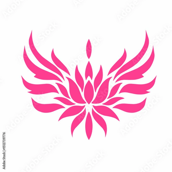 Obraz abstract design tattoo lotus flower pink with wing elements suitable for beauty