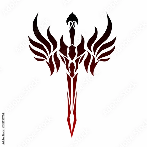 Obraz Tribal Phoenix Sword Design Abstract Fire Bird Symbol