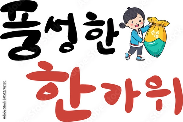 Fototapeta 추석,한국,명절,전통,설,설날,한가위,가을,한국명절,추석캘리,추석글씨,한가위,캘리그라피,배너,로고,심볼,전통명절,글씨,한글,글자,폰트,메세제