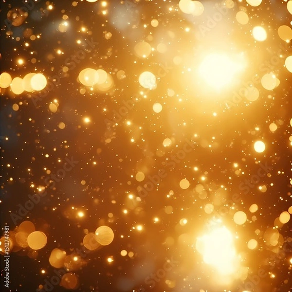 Fototapeta Golden Sparkle Burst: Abstract Festive Lights and Bokeh Background
