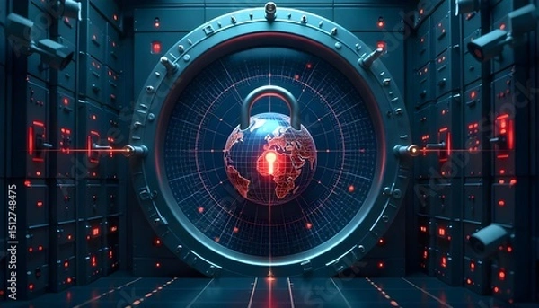 Obraz Secure Digital Vault Representing Cybersecurity and Data Protection

