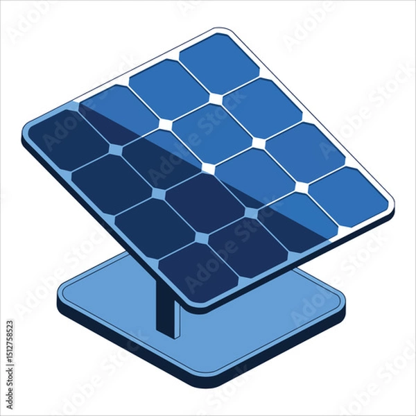 Fototapeta Solar panel vector icon showcasing renewable energy. Perfect for environmental campaigns, clean power visuals, and sustainable development themes.