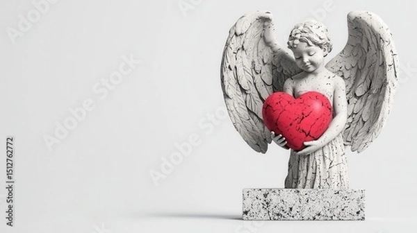 Fototapeta cupid offering heart inside crystal ball clipart, magical love element, 3D render, pastel, isolated on white background