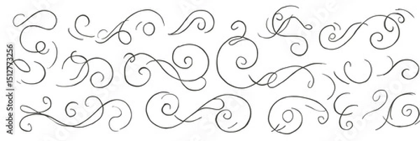 Obraz Collection of Hand-Drawn Flourishes and Swirls Vector Line Art for Design