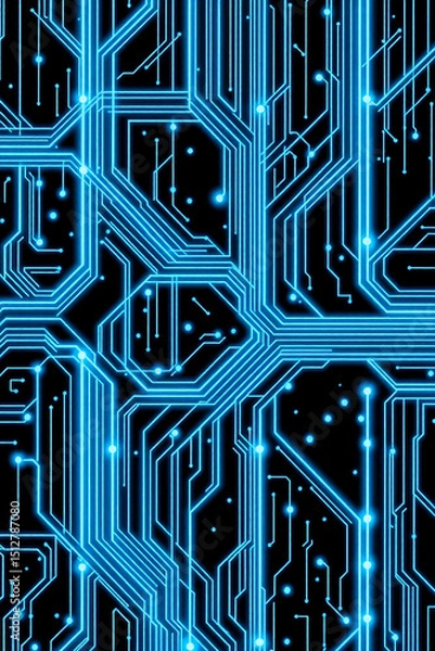 Obraz Abstract Blue Circuit Board Technology Background High-Resolution Digital Image