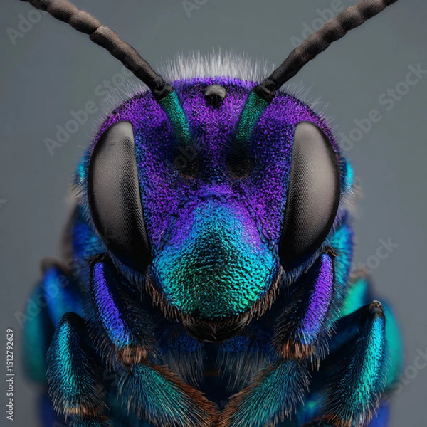 Fototapeta Bee Macro Microphotography Colorful Nature Entomology Wildlife Close-Up Details Ecosystem Microscopy Creature Art Ecology Larva Pollinator Habitat Science Biodiversity Environment Invertebrate