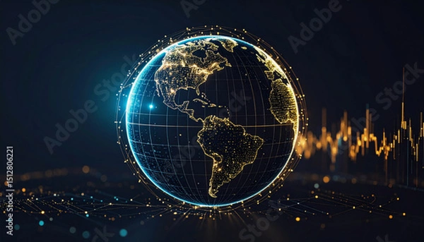 Fototapeta デジタルネットワークの地球