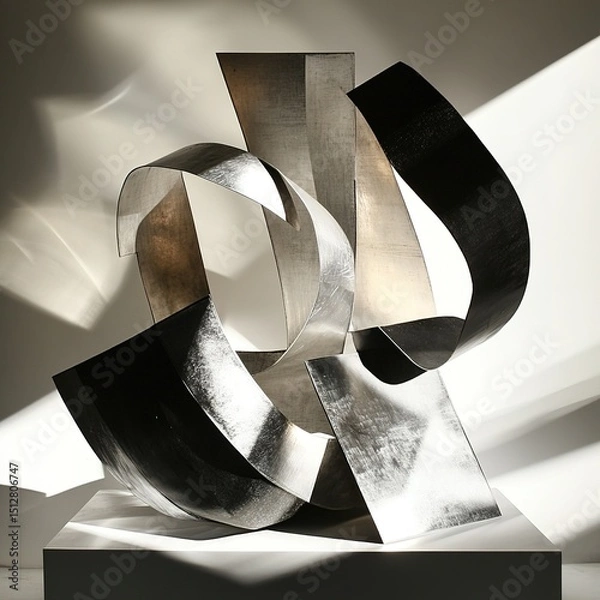 Fototapeta Abstract Metal Sculpture With Geometric Forms