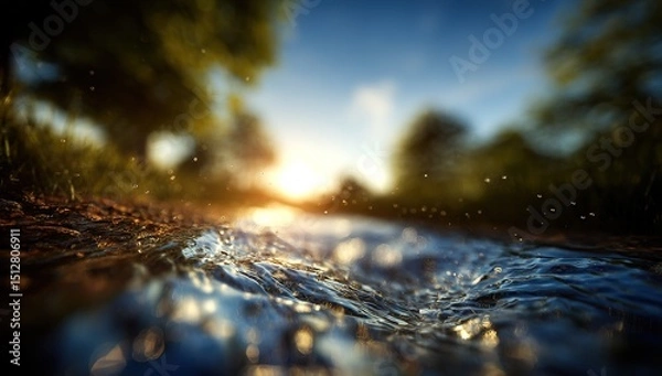 Fototapeta Sunlight Sparkling On Shallow Creek