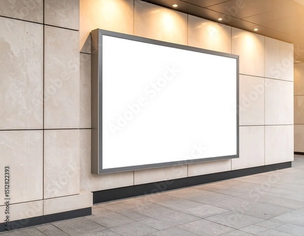 Fototapeta Blank Advertising Billboard Display in Modern Urban Setting with Mockup Space for Text.