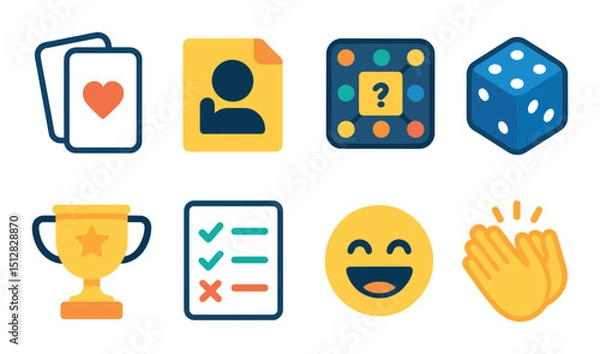 Fototapeta Games and entertainment icon set. flat style gaming and fun symbols