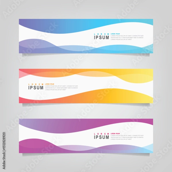 Obraz Vector abstract wavy banner set design,  web banner template.