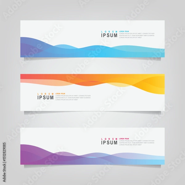 Fototapeta Vector abstract wavy banner set design,  web banner template.
