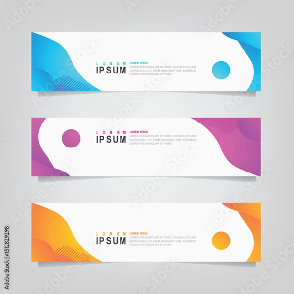 Fototapeta Vector abstract banner design web template. Collection of abstract banners,. Abstract geometric web design banner template isolated on grey background. Header - landing page Web Design Elements
