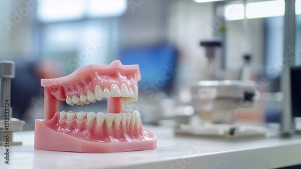Obraz Dental Laboratory highly organized dental laboratory technician crafting intricate dental prosthetics Explore variation 3D Printing Dentistry Artisanal Dental Lab traditional technique High Tech