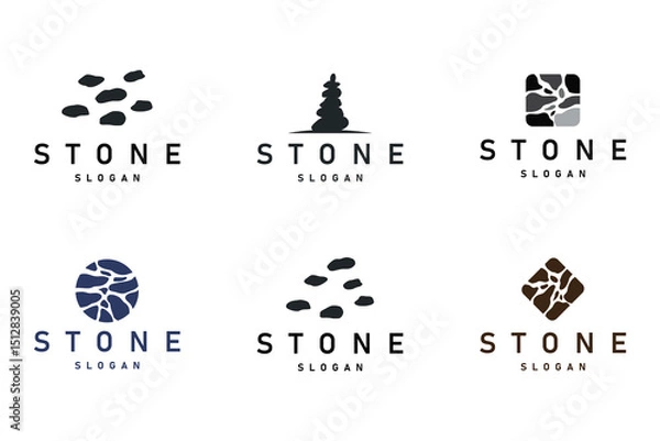 Obraz Stone Logo, Premium Elegant Set Bundle Collection Design, Stone Balance Vector, Stepping Rock Walking Icon Illustration Design