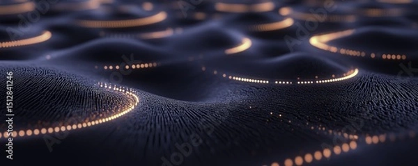 Obraz Abstract digital background featuring glowing neon lines forming circular patterns on a dark surface in deep blue and pink tones