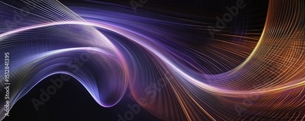 Obraz Immersive abstract digital background with glowing neon lines forming circular patterns in a futuristic dark environment