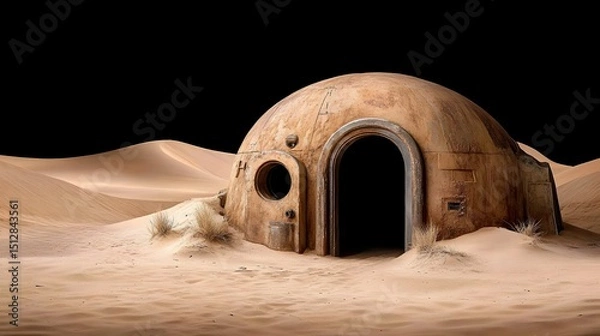 Fototapeta Desert Dune Home A Rustic Dome Structure in Sandy Landscape