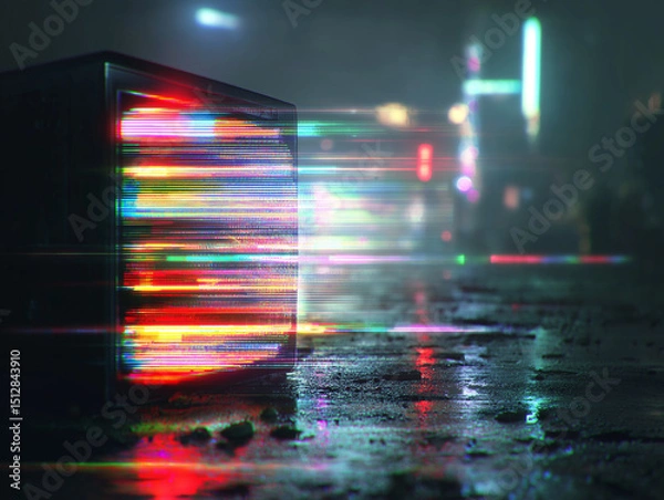 Fototapeta cybersecurity concept visual with glitch gradients representing digital breaches