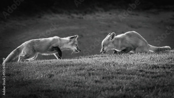 Obraz A pair of foxes sizing each other up