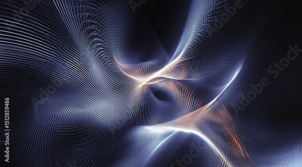 Obraz A modern blue technology-inspired abstract background featuring glowing flowing lines and smooth curves