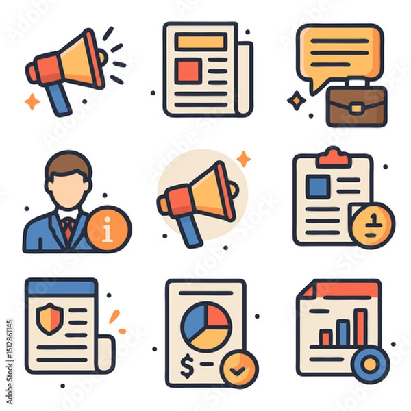 Obraz business and finance icons set