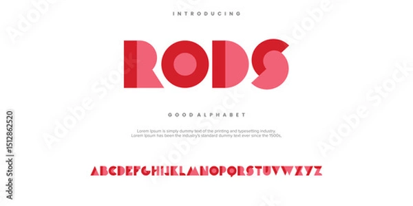 Fototapeta RODS abstract digital alphabet font. Minimal technology typography, Creative urban sport fashion futuristic font and with numbers. vector illustration