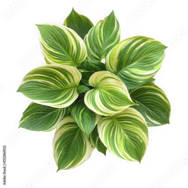 Obraz Hosta plant top view green and white leaves isolated on transparent background