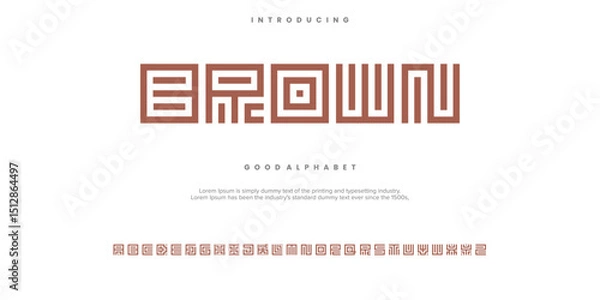 Fototapeta BROWN abstract minimal modern alphabet fonts. Typography technology vector illustration