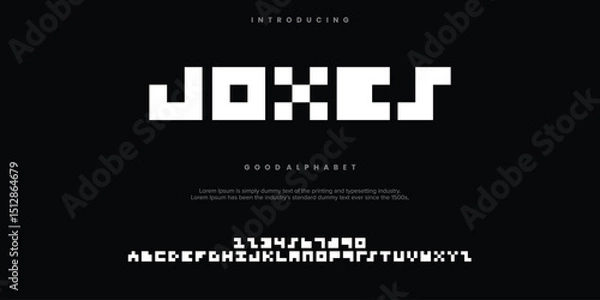Fototapeta JOXES futuristic minimalist display font design, alphabet, typeface, letters and numbers, typography.