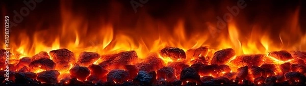 Obraz Fiery flames on burning embers