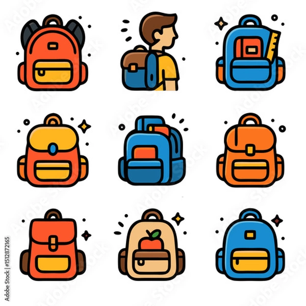 Obraz set of school bag icon