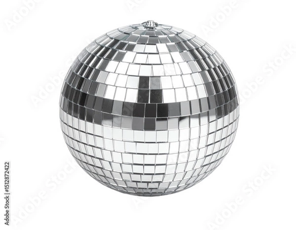 Fototapeta Shiny disco ball reflecting colorful lights.