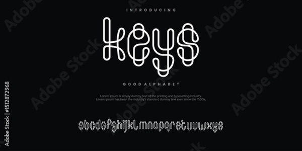 Fototapeta KEYS monoline abstract minimal modern alphabet fonts. Typography technology vector illustration