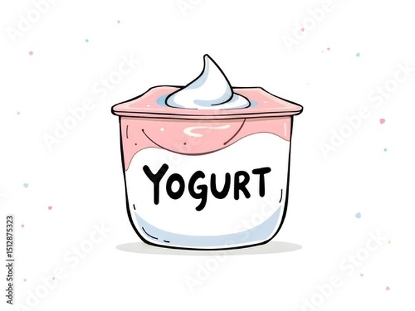 Fototapeta Vibrant pastel color abstract illustration of cartoonish, ultra processed yogurt package