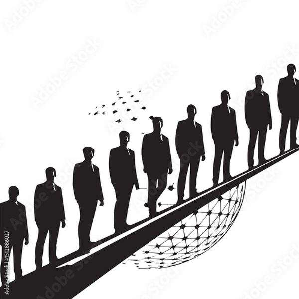 Obraz Business people, set of vector silhouettes and silhouettes of men
