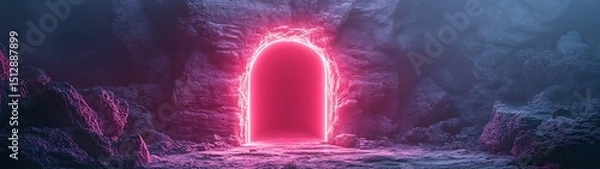 Obraz Pink portal in a mystical cave