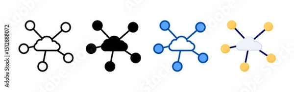 Fototapeta Cloud icon set bundle. Multi style icon collection perfect for websites, apps, and presentations. Simple vector icon collection